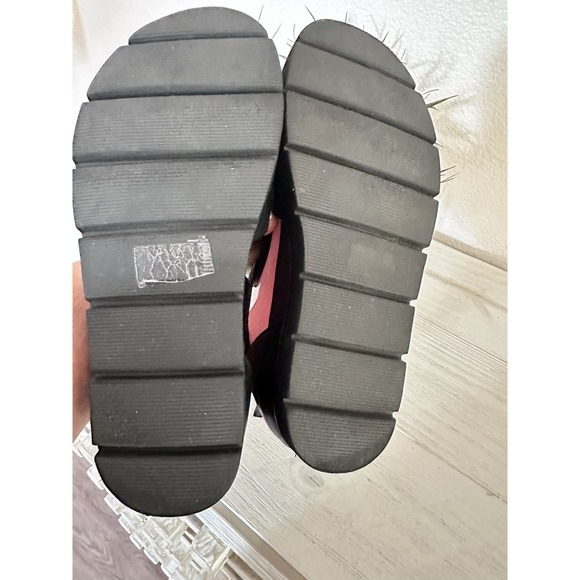 Sovella Black Leather Sandals Women Size 37/7 Arch Support Lucky Feet Platform - Picture 4 of 8